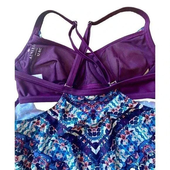 Athleta Swimsuit Marrakesh Side Scrunch Tankini Swim Top Size 32 B/C UPF+50 - Picture 10 of 11